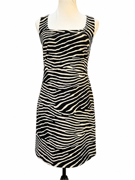 H&M Dresses & Skirts - H&M Zebra Print Knee-Length Dress Black Cream Sleeveless A-Line Size L